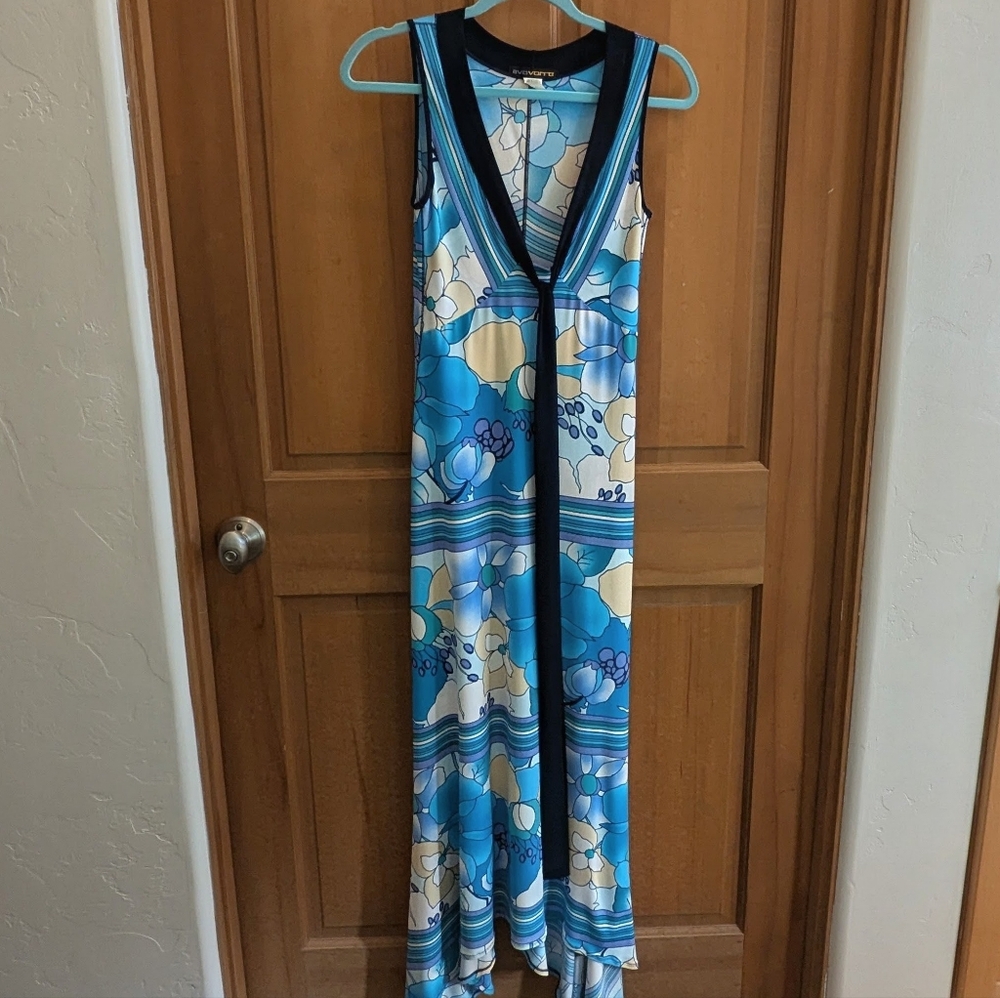 Blue Floral Sleeveless Maxi Dress By Evo Varro